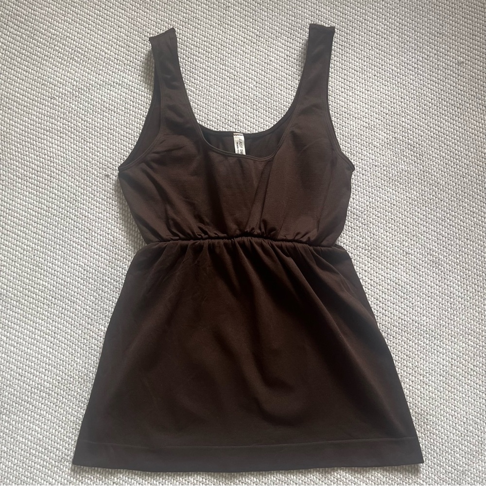 Last Tango Women’s Chocolate Brown Babydoll Tank Top Empire Waist Sz Sm